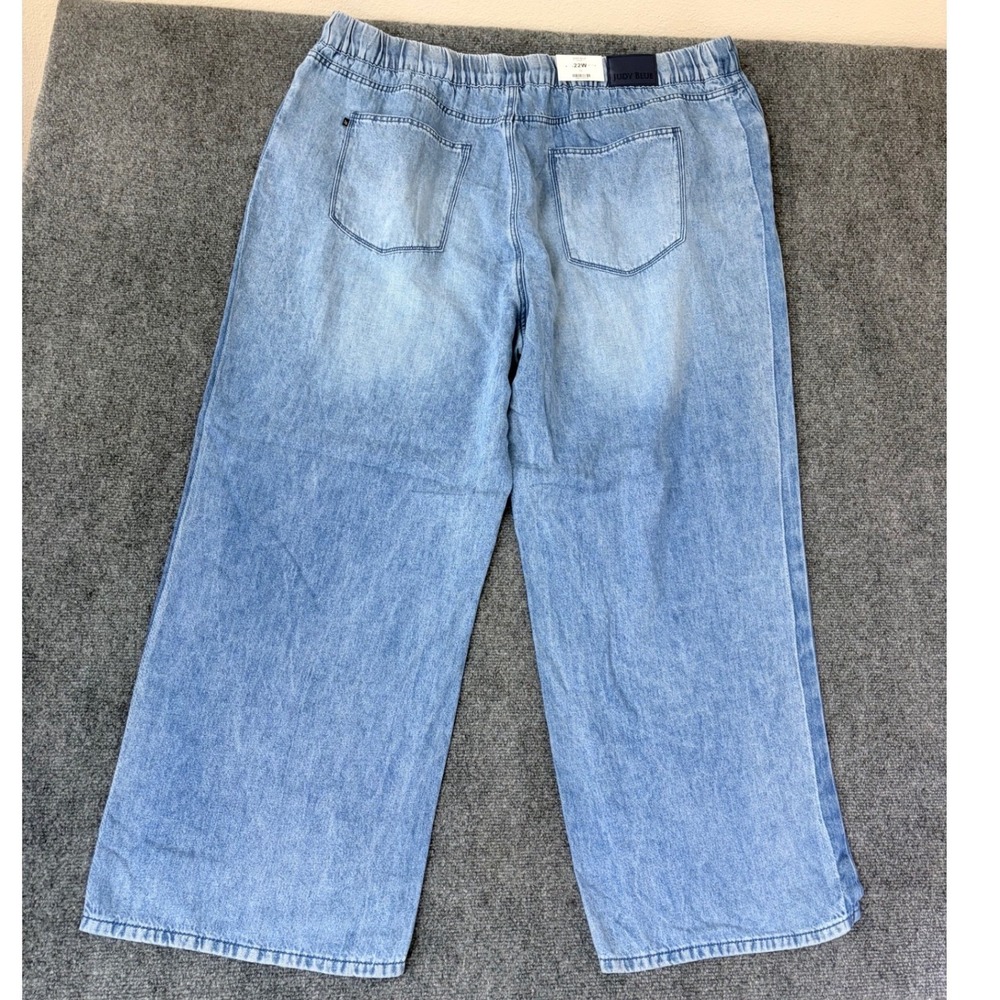 Judy Blue High Waist Wide Leg Jeans 22W Light Wash Pull On Drawstring JB881005 - Picture 4 of 11